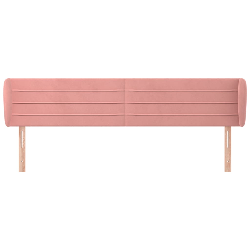 sengegavl med kanter 183x23x78/88 cm fløjl lyserød