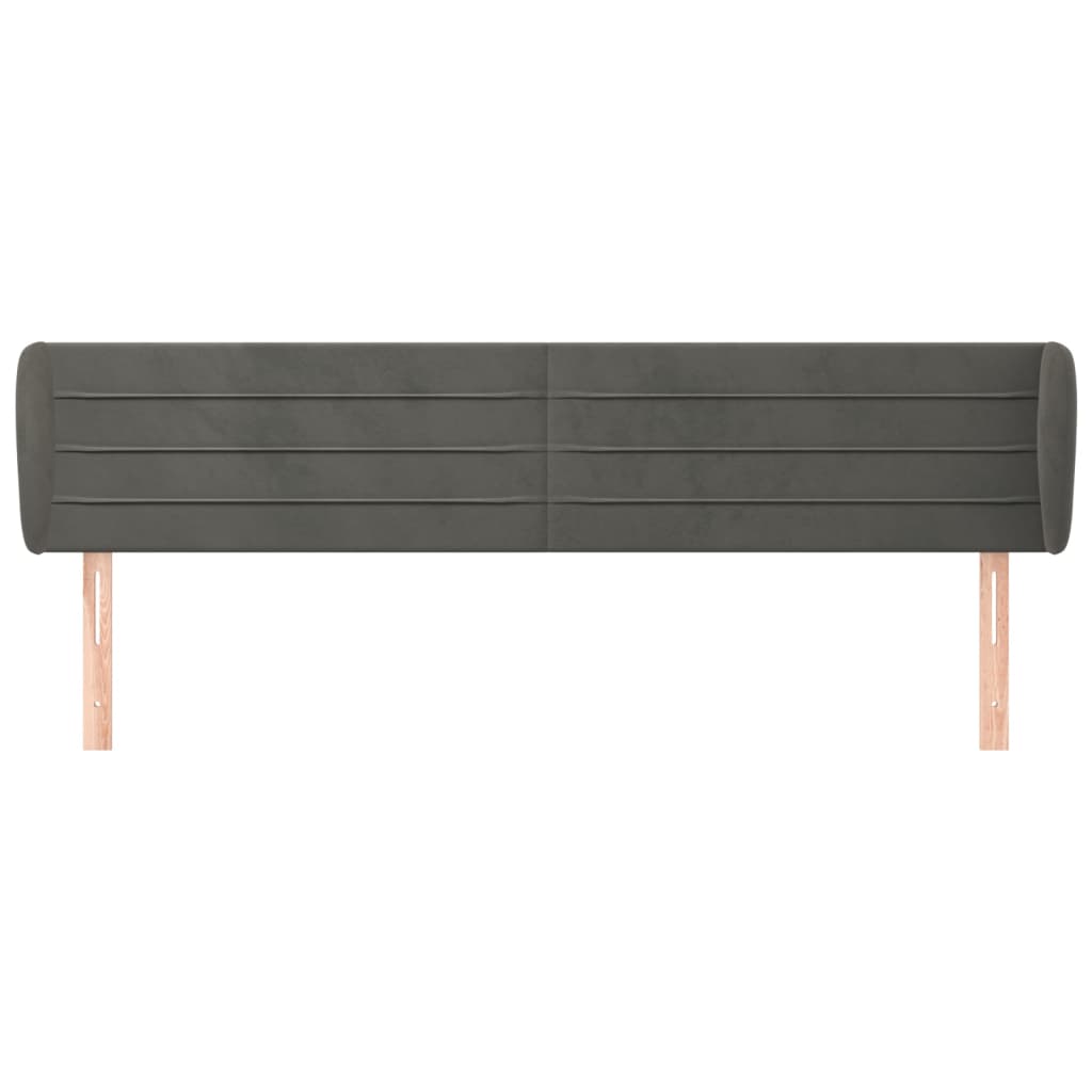 sengegavl med kanter 203x23x78/88 cm fløjl mørkegrå