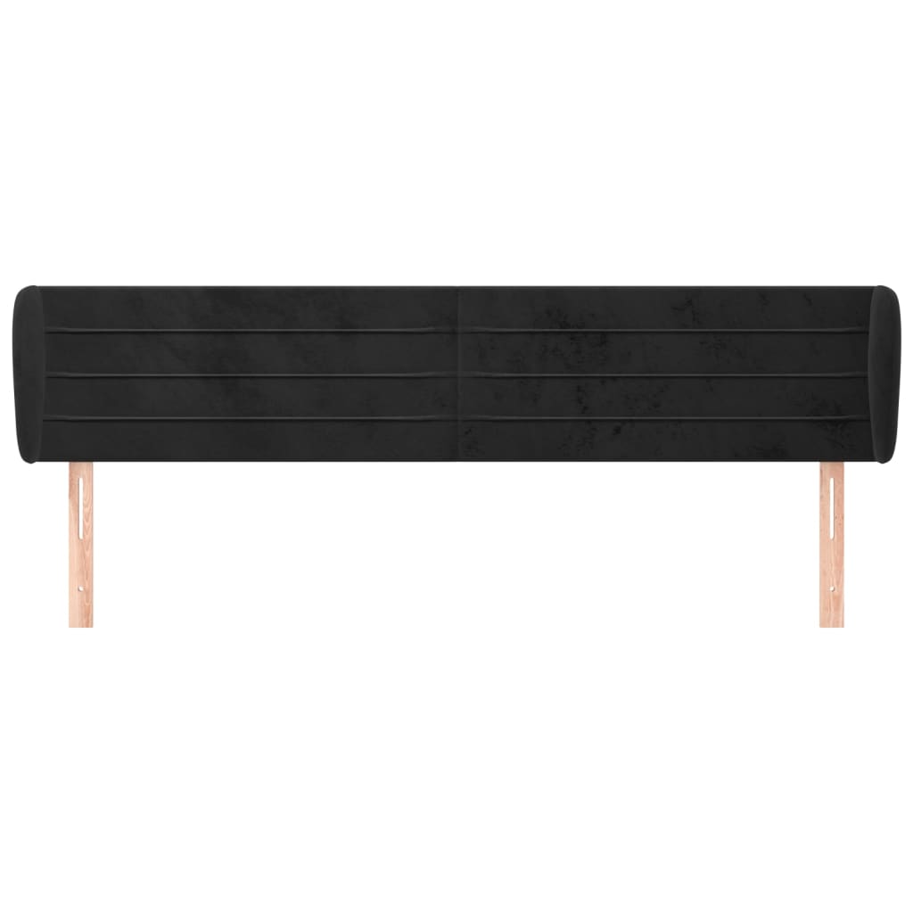 sengegavl med kanter 203x23x78/88 cm fløjl sort