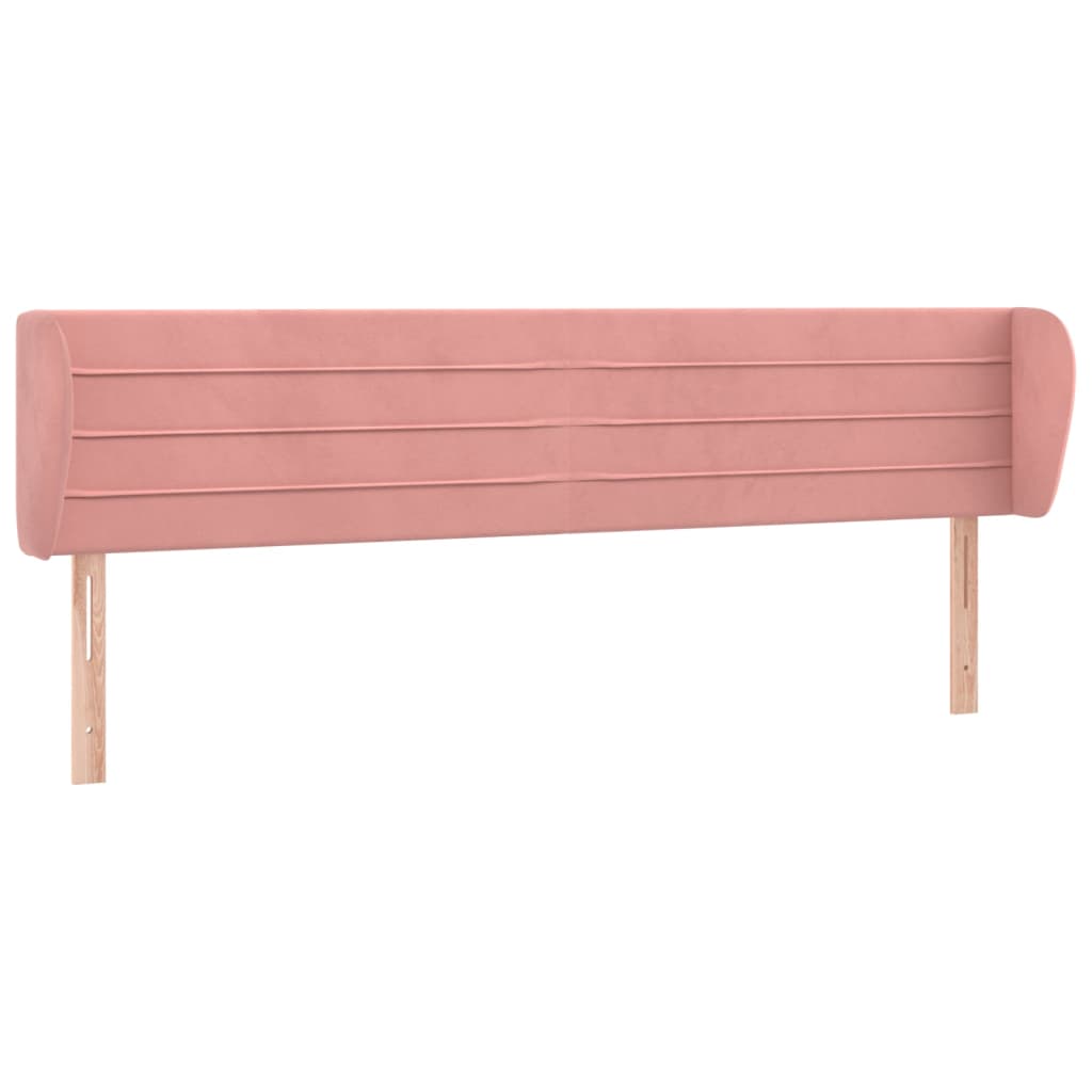 sengegavl med kanter 203x23x78/88 cm fløjl lyserød