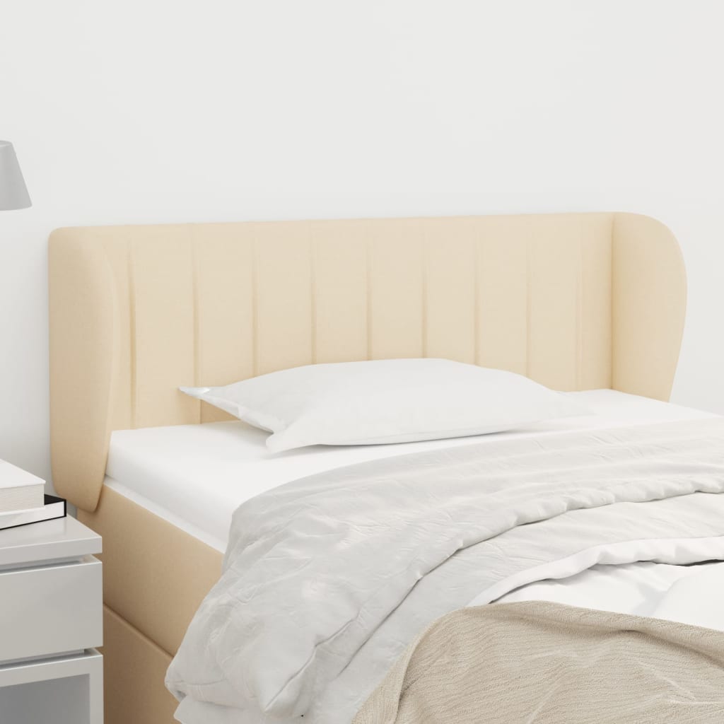 sengegavl med kanter 83x23x78/88 cm stof cremefarvet