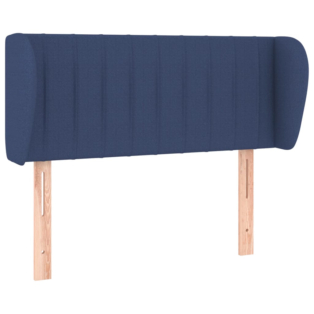 sengegavl med kanter 83x23x78/88 cm stof blå