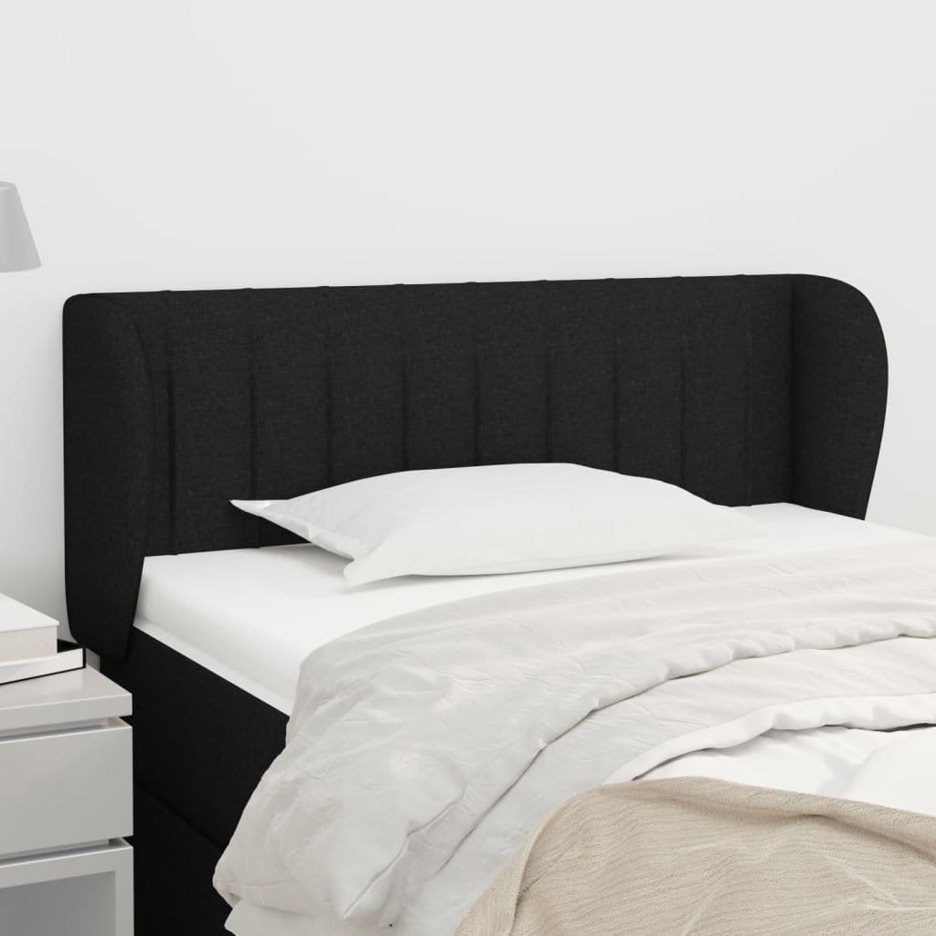 sengegavl med kanter 93x23x78/88 cm stof sort