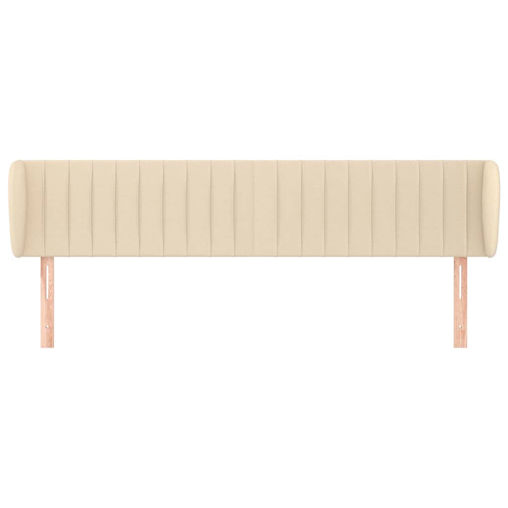 sengegavl med kanter 183x23x78/88 cm stof cremefarvet