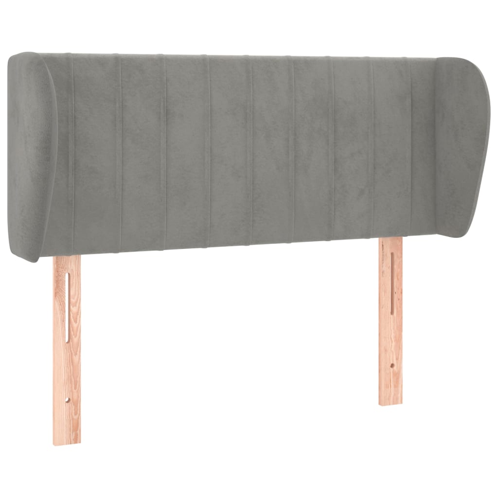 sengegavl med kanter 93x23x78/128 cm fløjl lysegrå