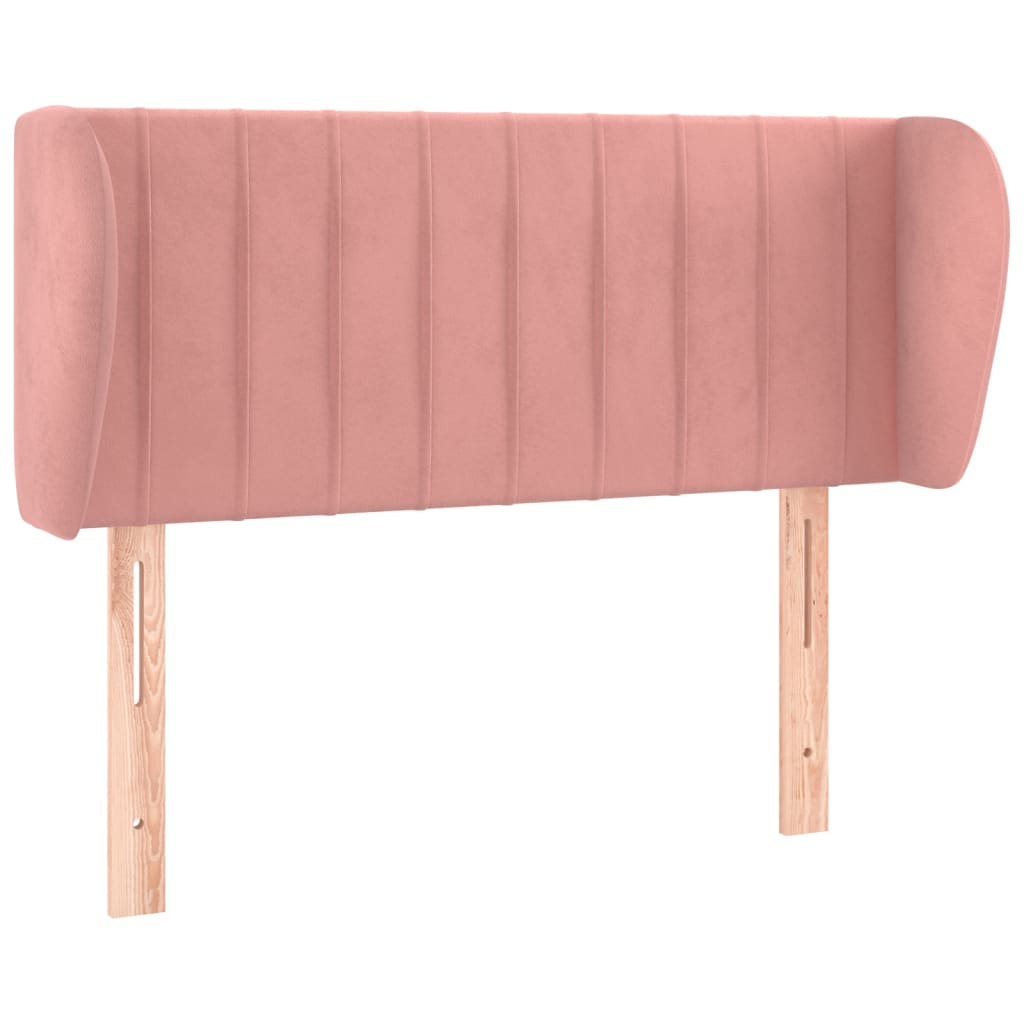 sengegavl med kanter 93x23x78/88 cm fløjl lyserød