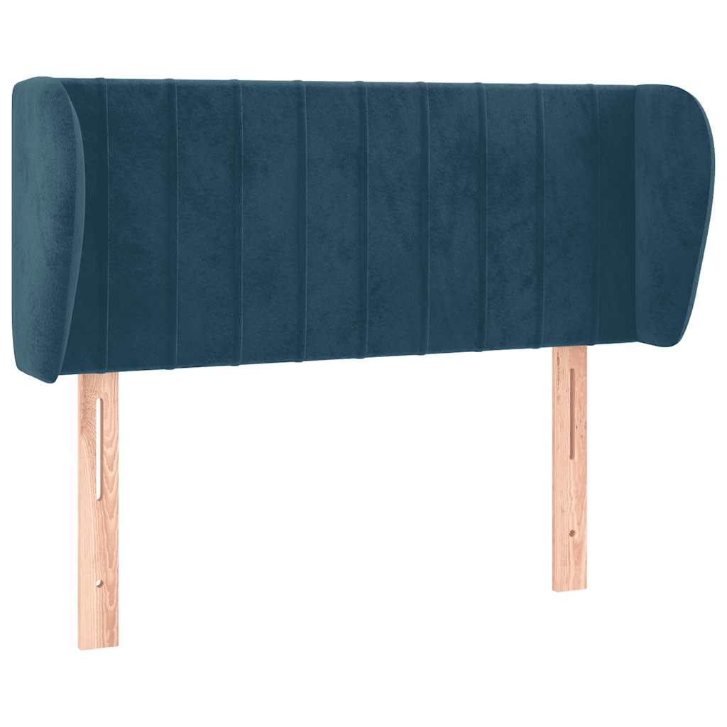 sengegavl med kanter 103x23x78/88 cm fløjl mørkeblå