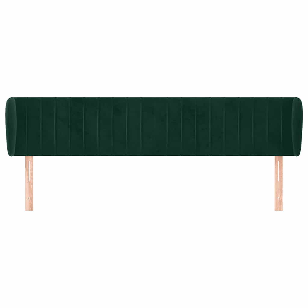 sengegavl med kanter 163x23x78/88 cm fløjl mørkegrøn