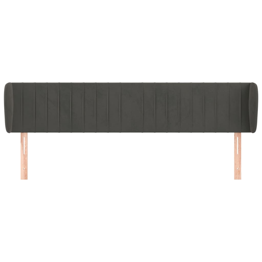 sengegavl med kanter 183x23x78/88 cm fløjl mørkegrå