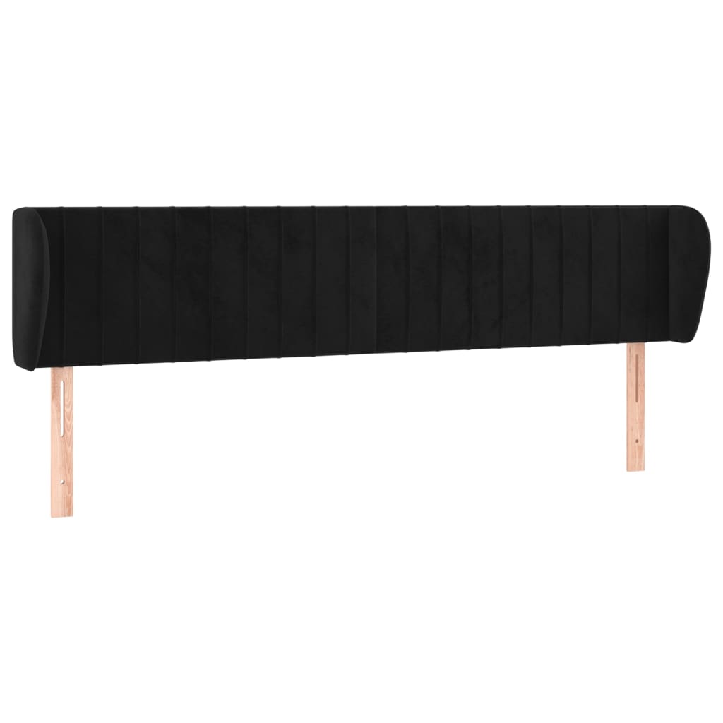 sengegavl med kanter 183x23x78/88 cm fløjl sort