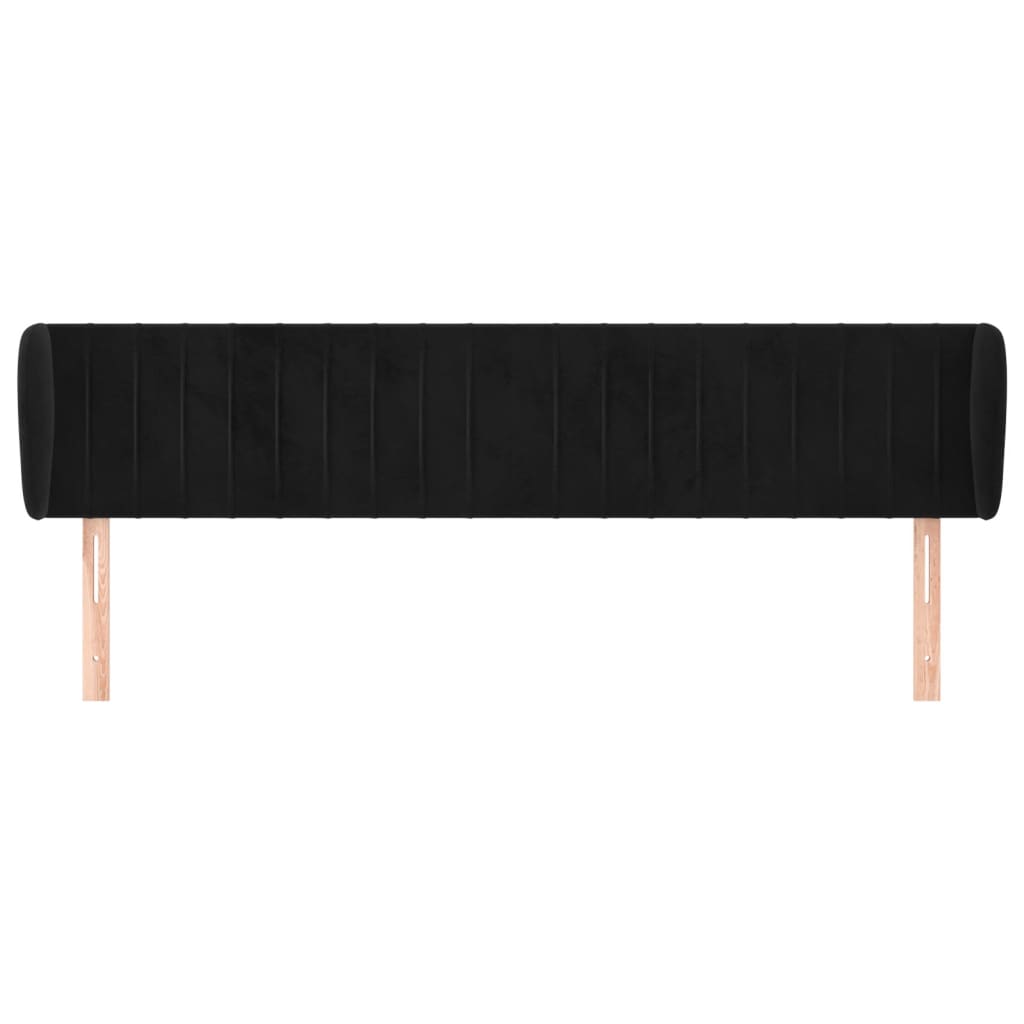 sengegavl med kanter 183x23x78/88 cm fløjl sort