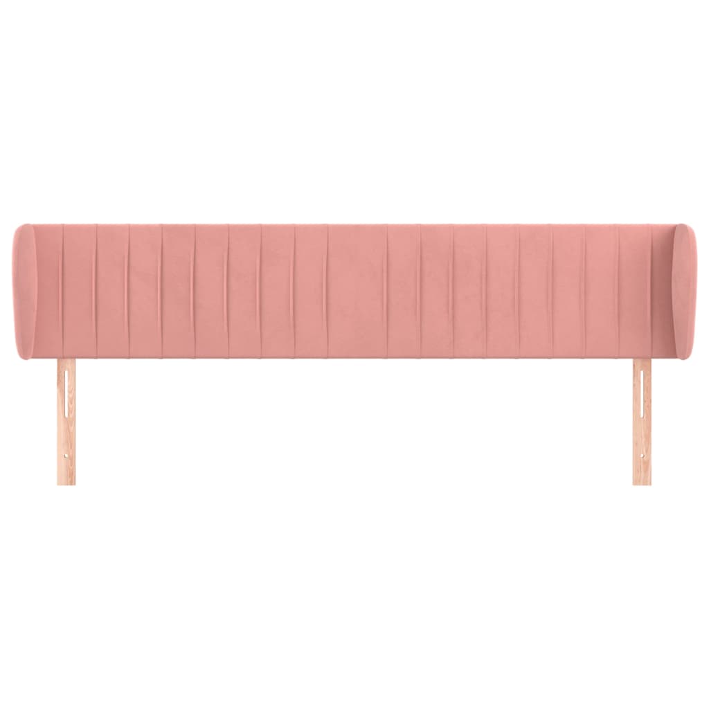 sengegavl med kanter 183x23x78/88 cm fløjl lyserød