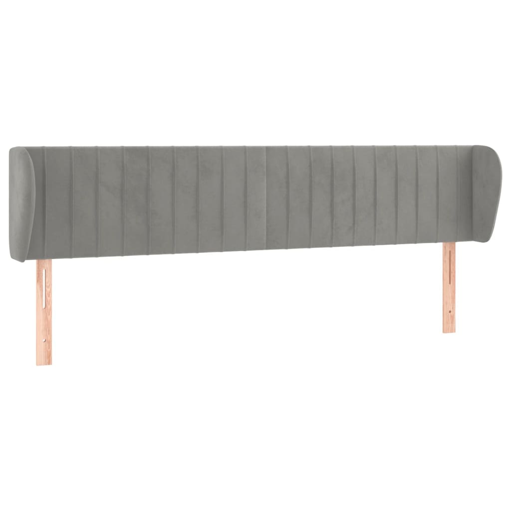 sengegavl med kanter 203x23x78/88cm fløjl lysegrå