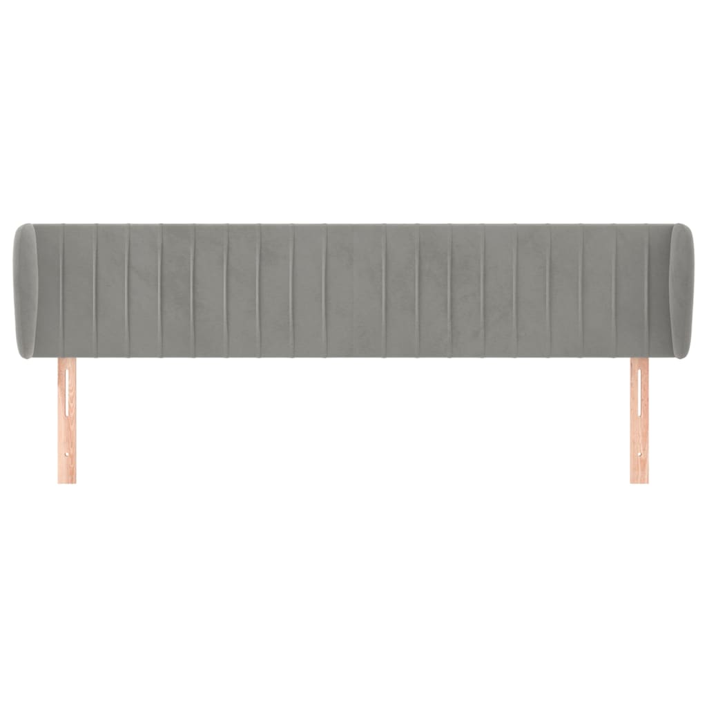 sengegavl med kanter 203x23x78/88cm fløjl lysegrå