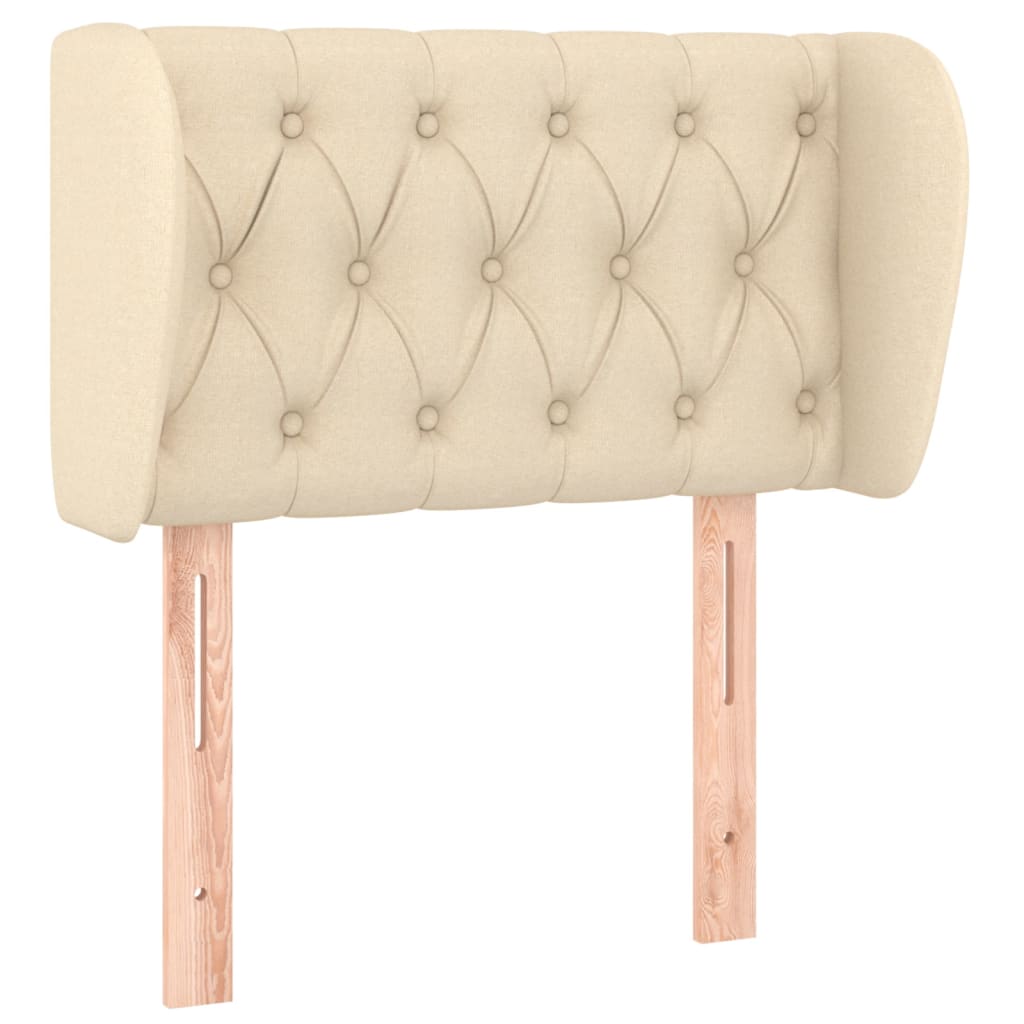 sengegavl med kanter 83x23x78/88 cm stof cremefarvet