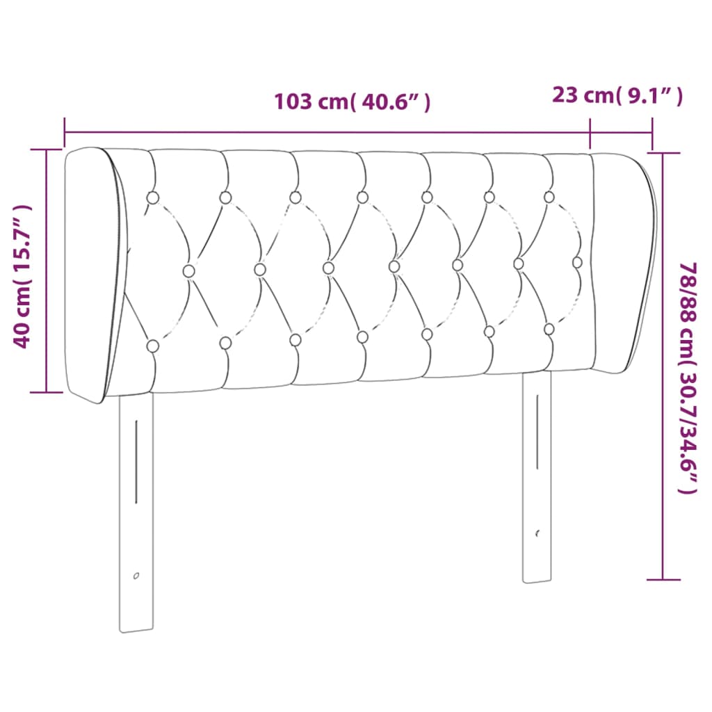 sengegavl med kanter 103x23x78/88 cm stof sort