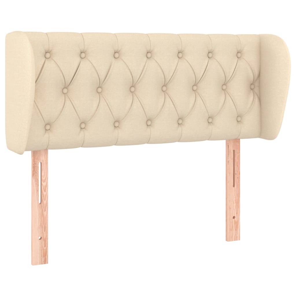 sengegavl med kanter 103x23x78/88 cm stof cremefarvet
