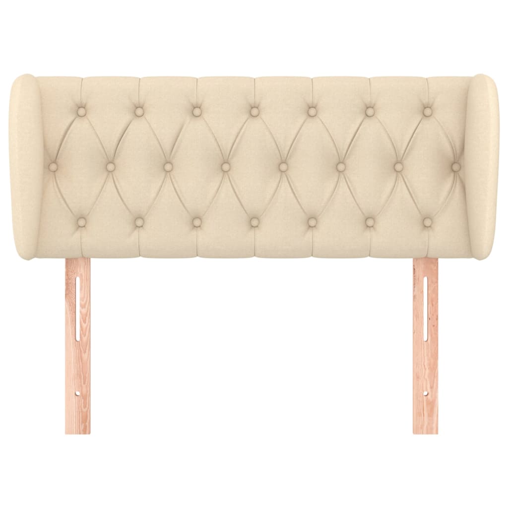 sengegavl med kanter 103x23x78/88 cm stof cremefarvet