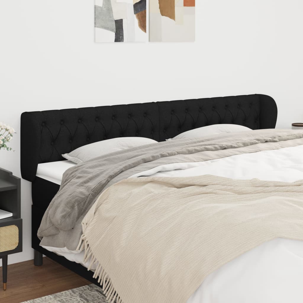 sengegavl med kanter 183x23x78/88 cm stof sort