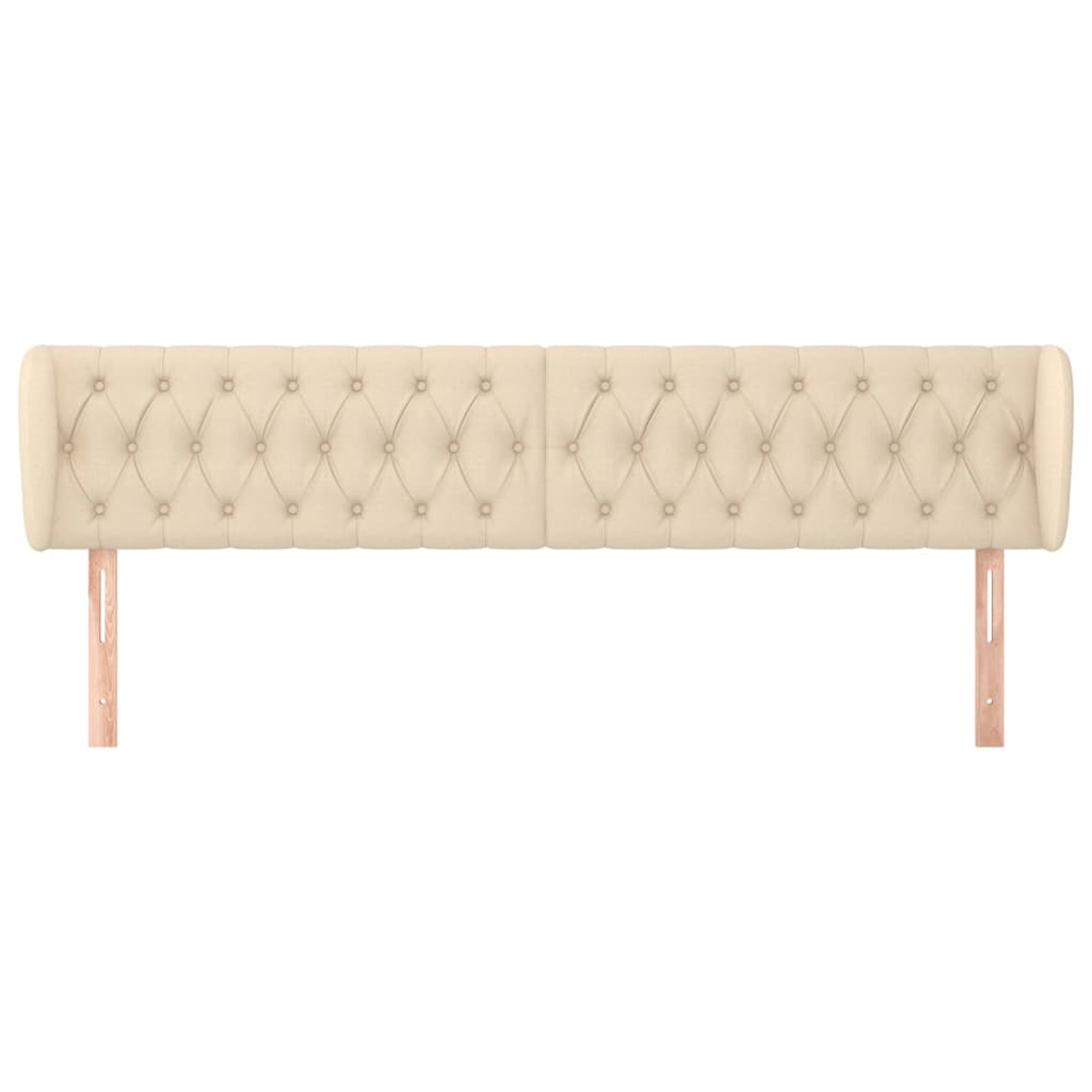 sengegavl med kanter 183x23x78/88 cm stof cremefarvet