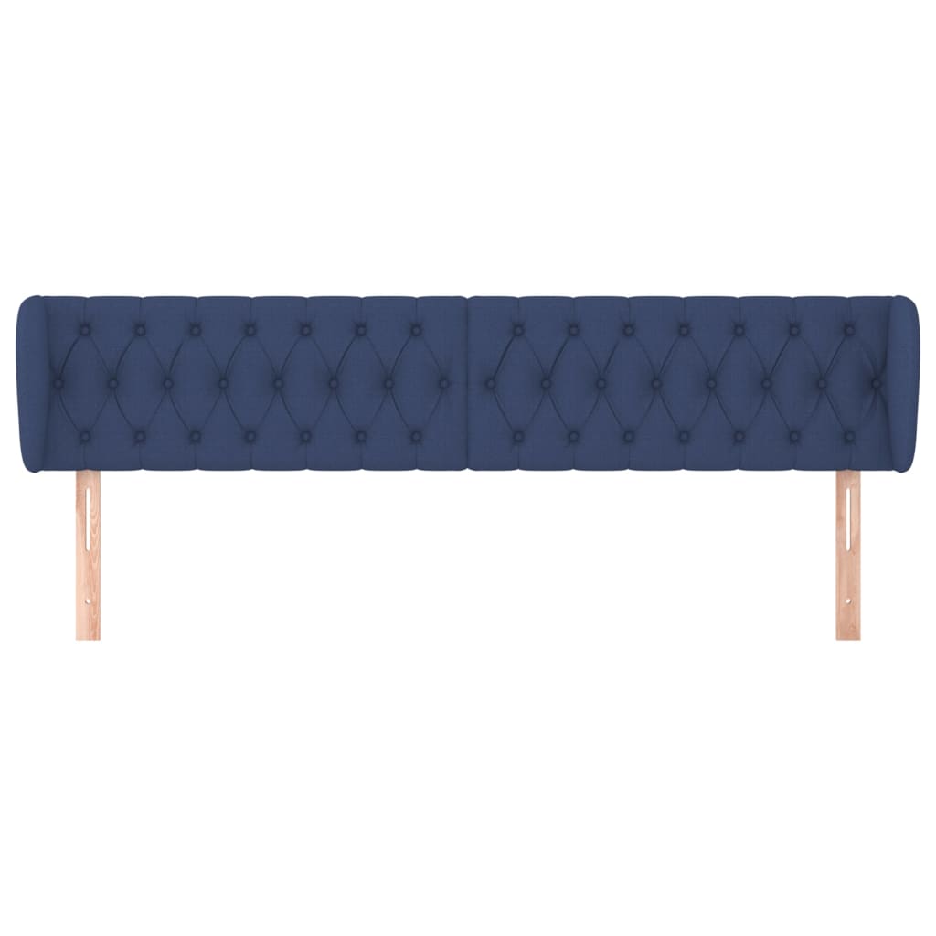 sengegavl med kanter 203x23x78/88 cm stof blå