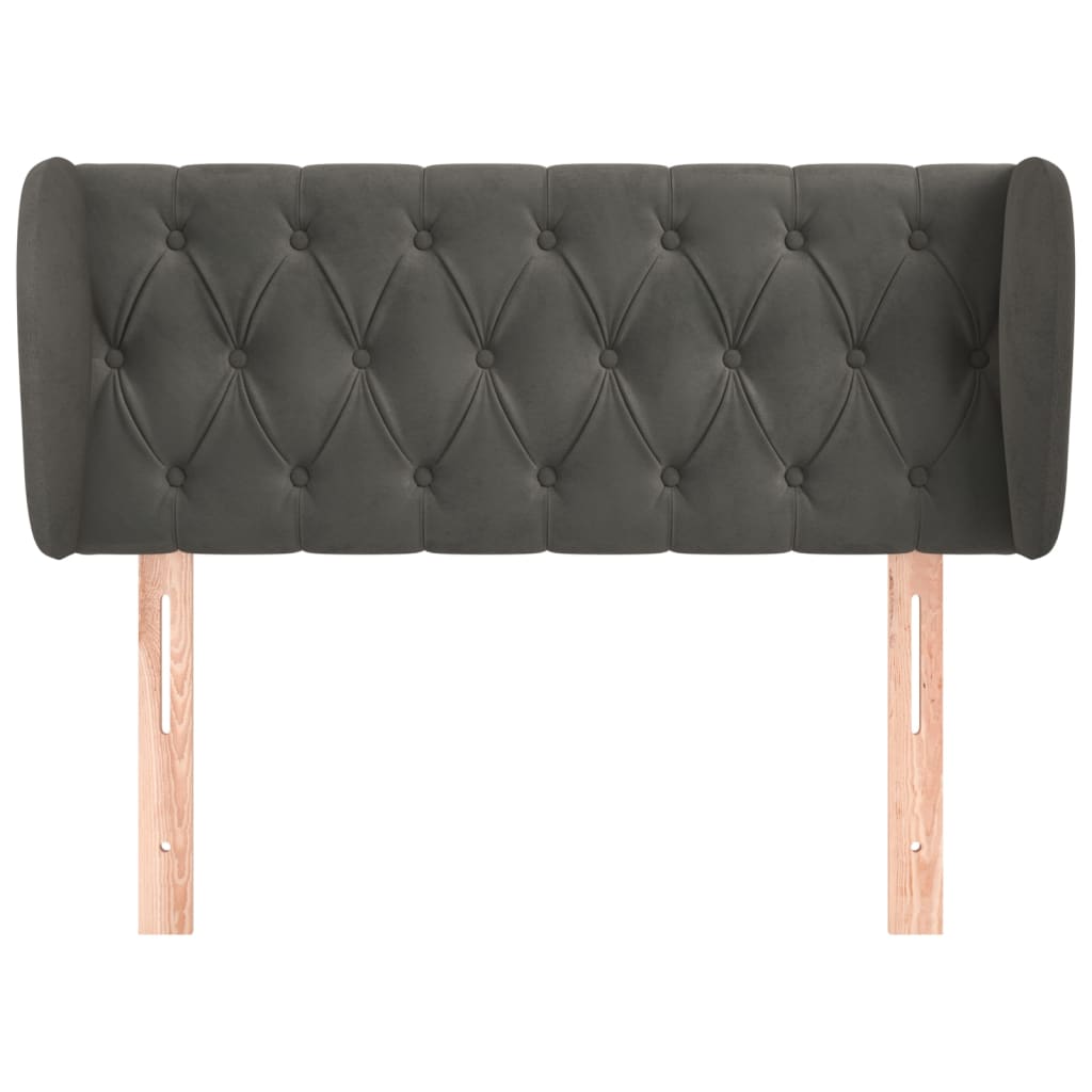 sengegavl med kanter 93x23x78/88 cm fløjl mørkegrå