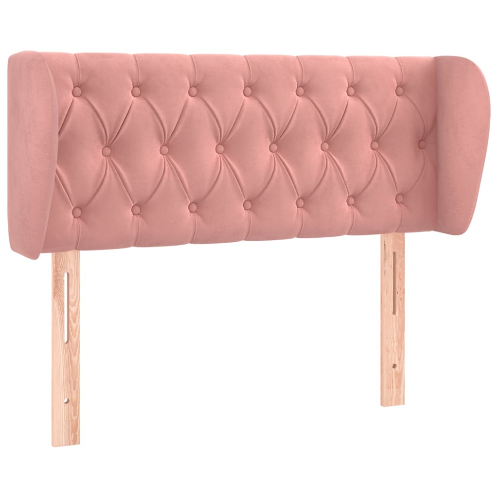 sengegavl med kanter 103x23x78/88 cm fløjl lyserød