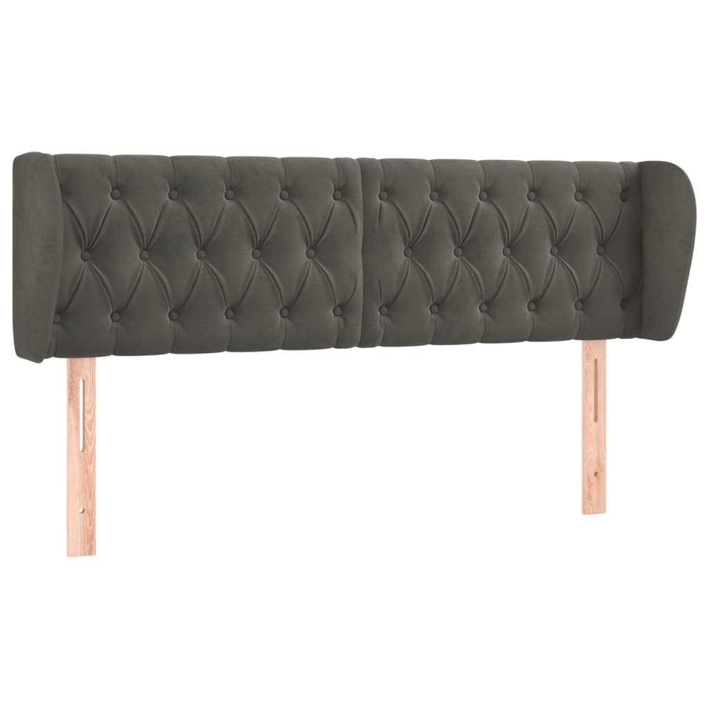 sengegavl med kanter 147x23x78/88 cm fløjl mørkegrå