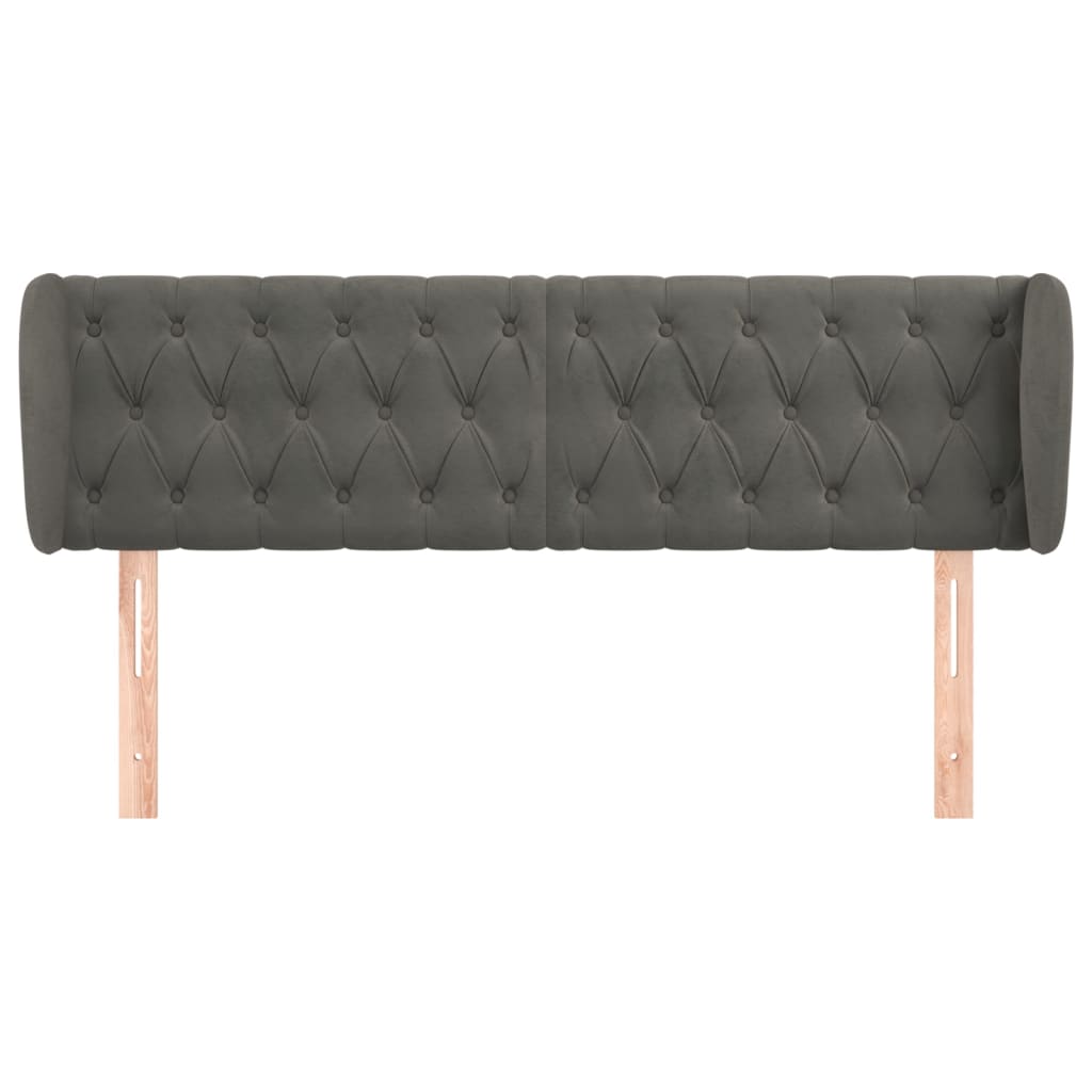 sengegavl med kanter 147x23x78/88 cm fløjl mørkegrå