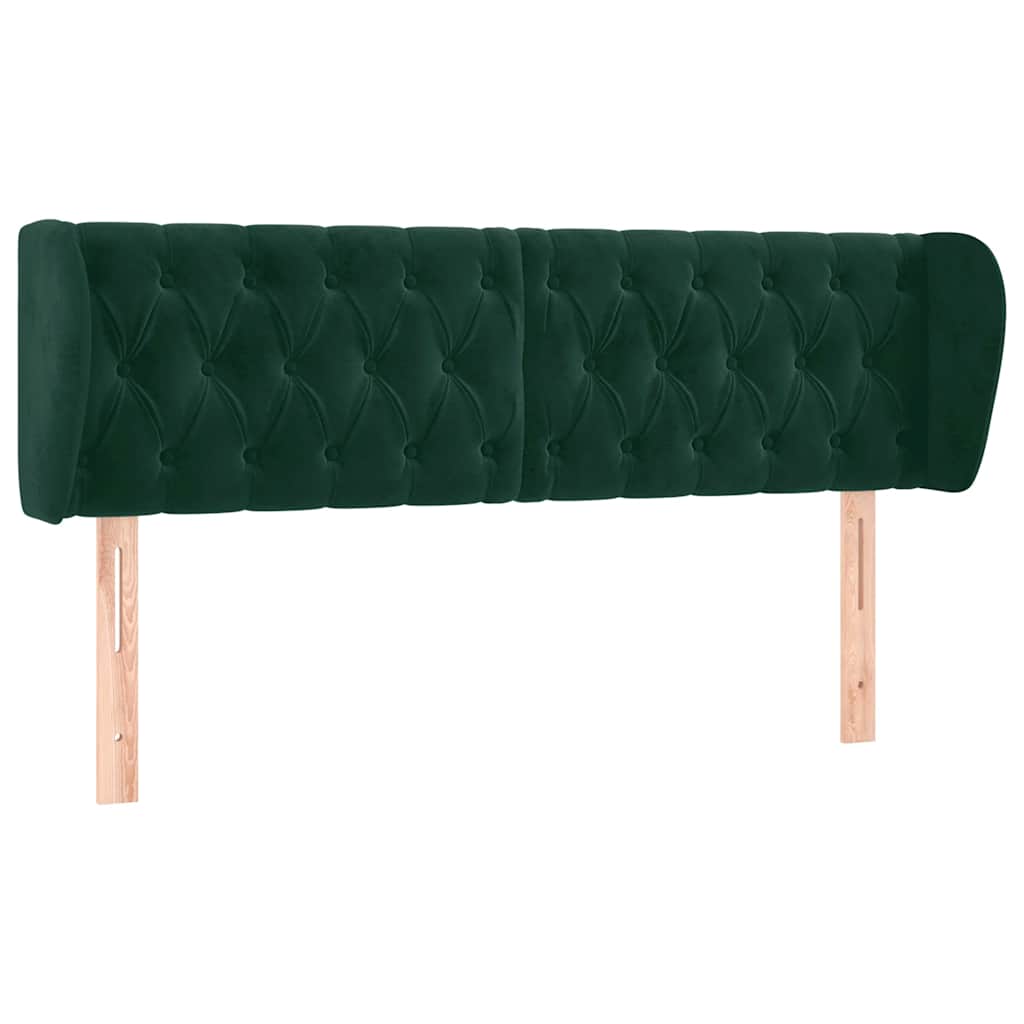 sengegavl med kanter 163x23x78/88 cm fløjl mørkegrøn