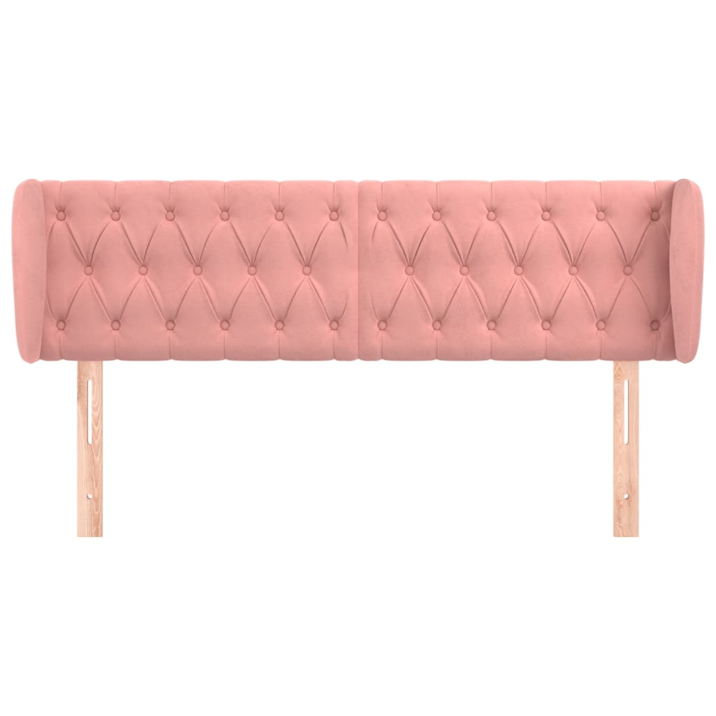 sengegavl med kanter 163x23x78/88 cm fløjl lyserød