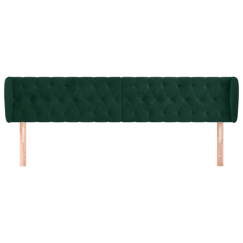 sengegavl med kanter 183x23x78/88 cm fløjl mørkegrøn