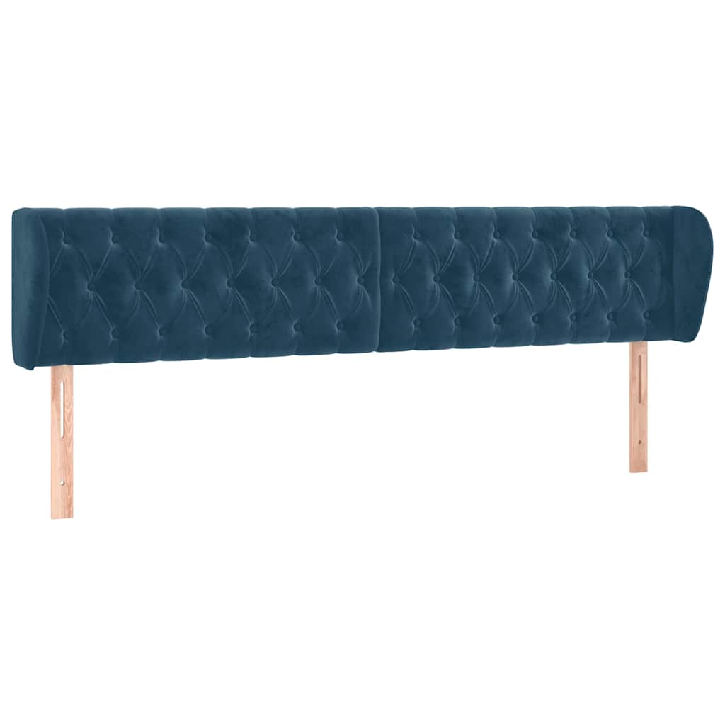 sengegavl med kanter 183x23x78/88 cm fløjl mørkeblå