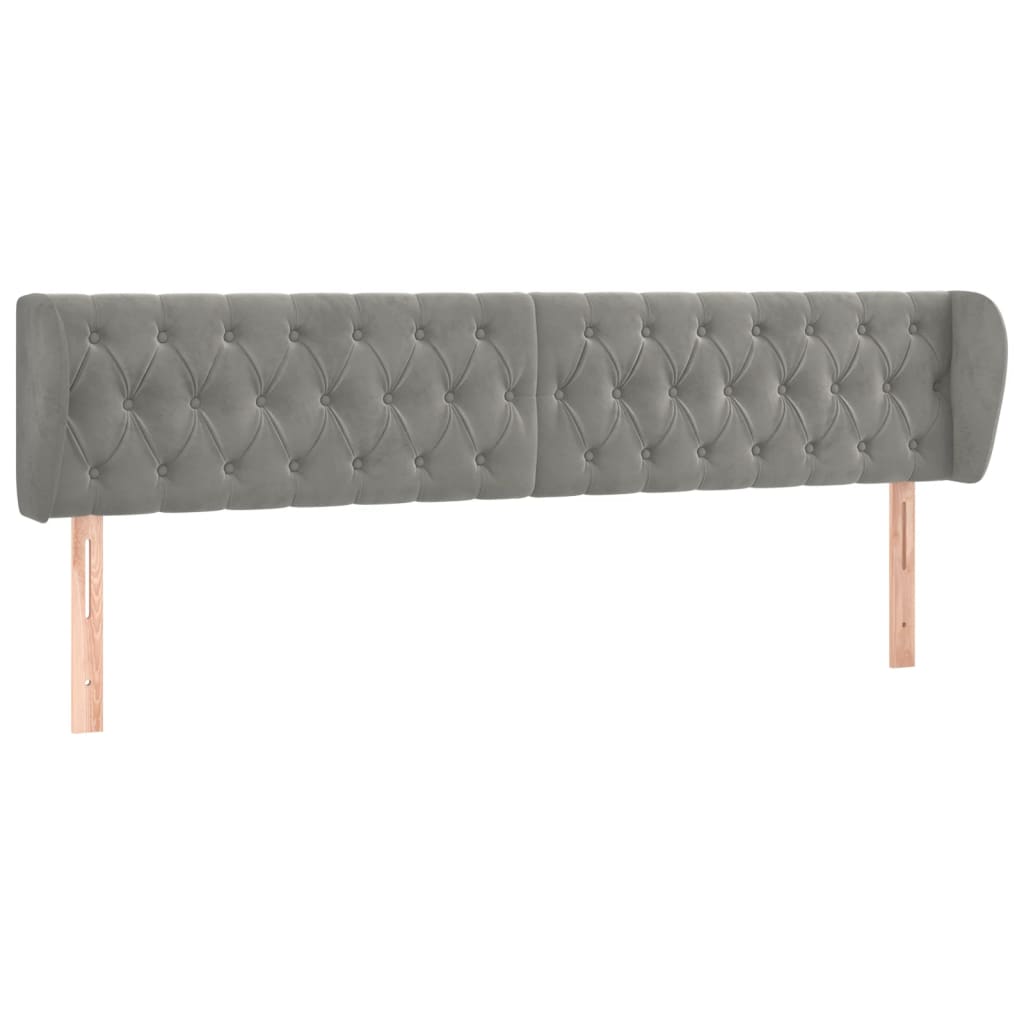 sengegavl med kanter 203x23x78/88cm fløjl lysegrå