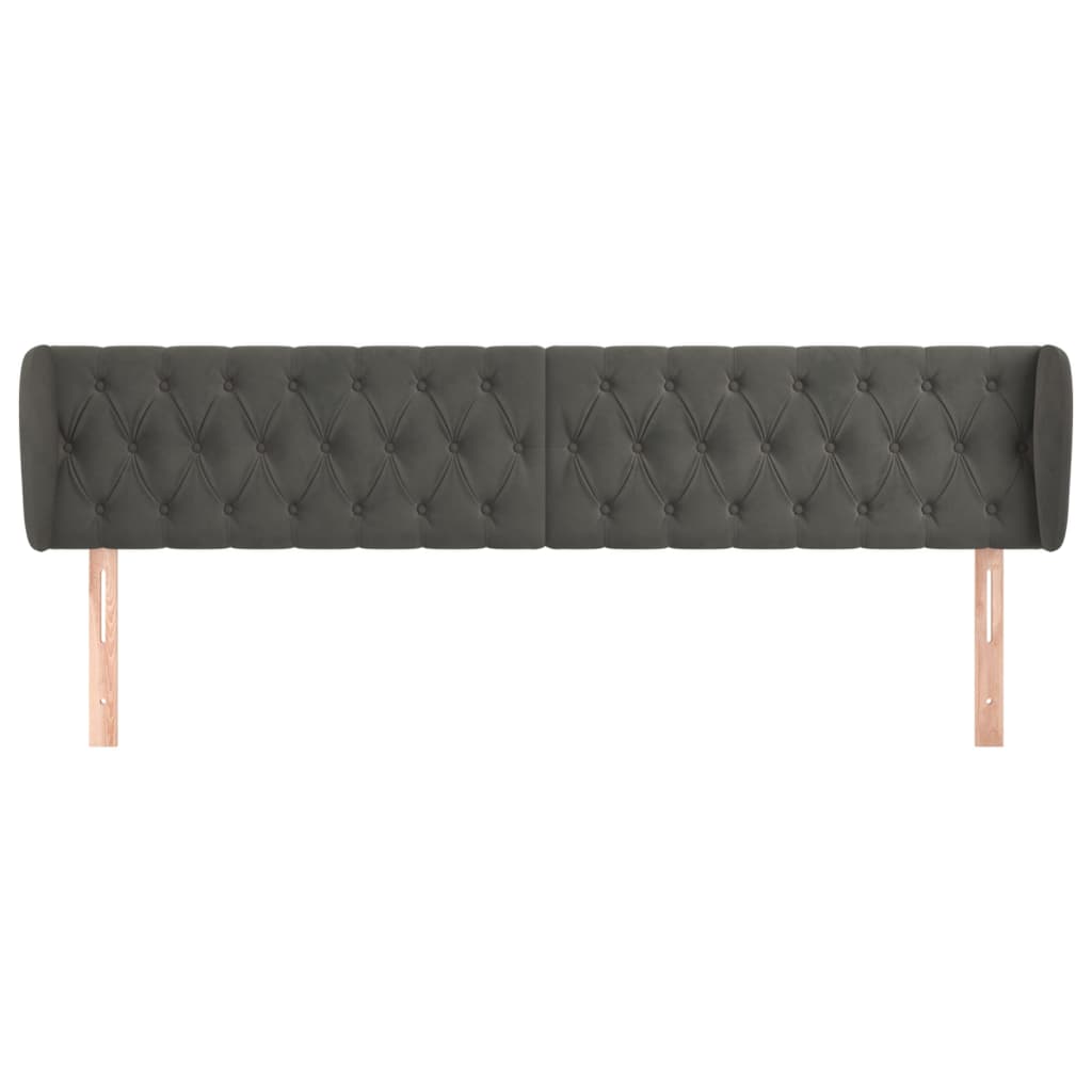 sengegavl med kanter 203x23x78/88 cm fløjl mørkegrå