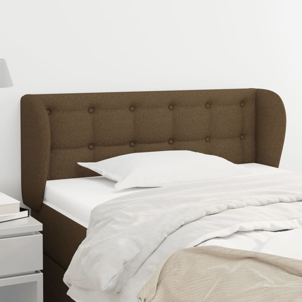 sengegavl med kanter 83x23x78/88 cm stof mørkebrun