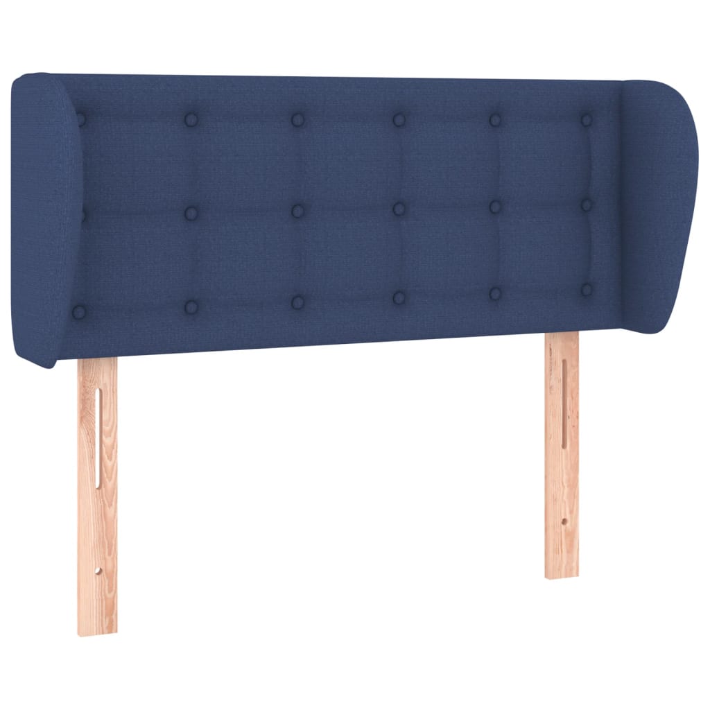 sengegavl med kanter 83x23x78/88 cm stof blå