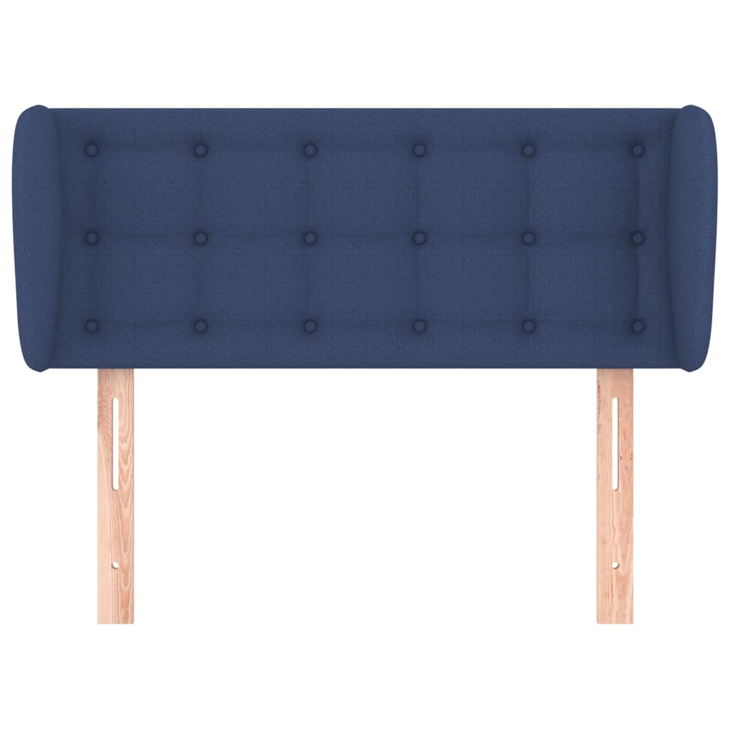 sengegavl med kanter 83x23x78/88 cm stof blå