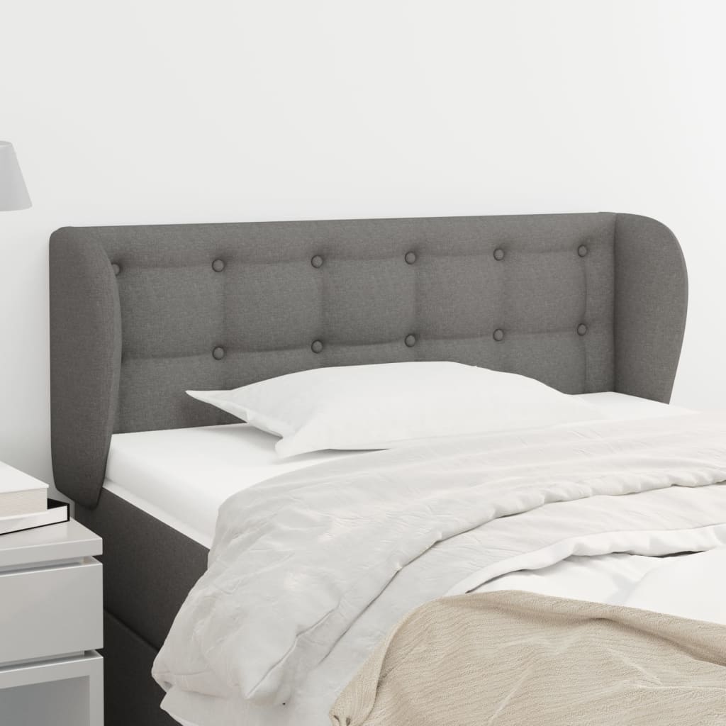sengegavl med kanter 93x23x78/88 cm stof mørkegrå