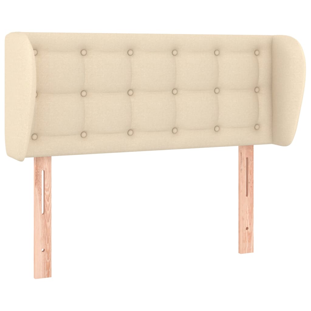 sengegavl med kanter 93x23x78/88 cm stof cremefarvet