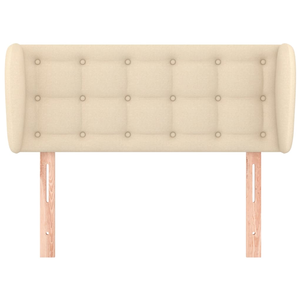 sengegavl med kanter 103x23x78/88 cm stof cremefarvet