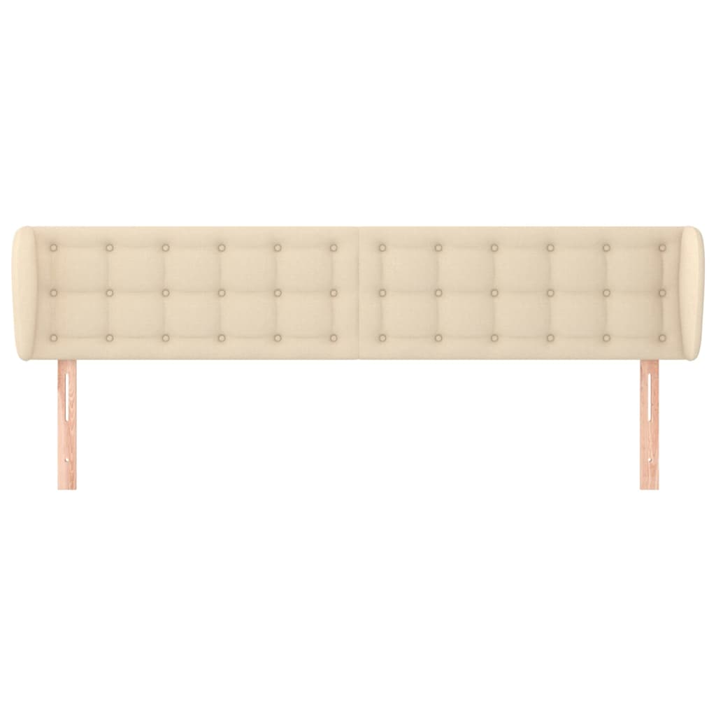 sengegavl med kanter 163x23x78/88 cm stof cremefarvet