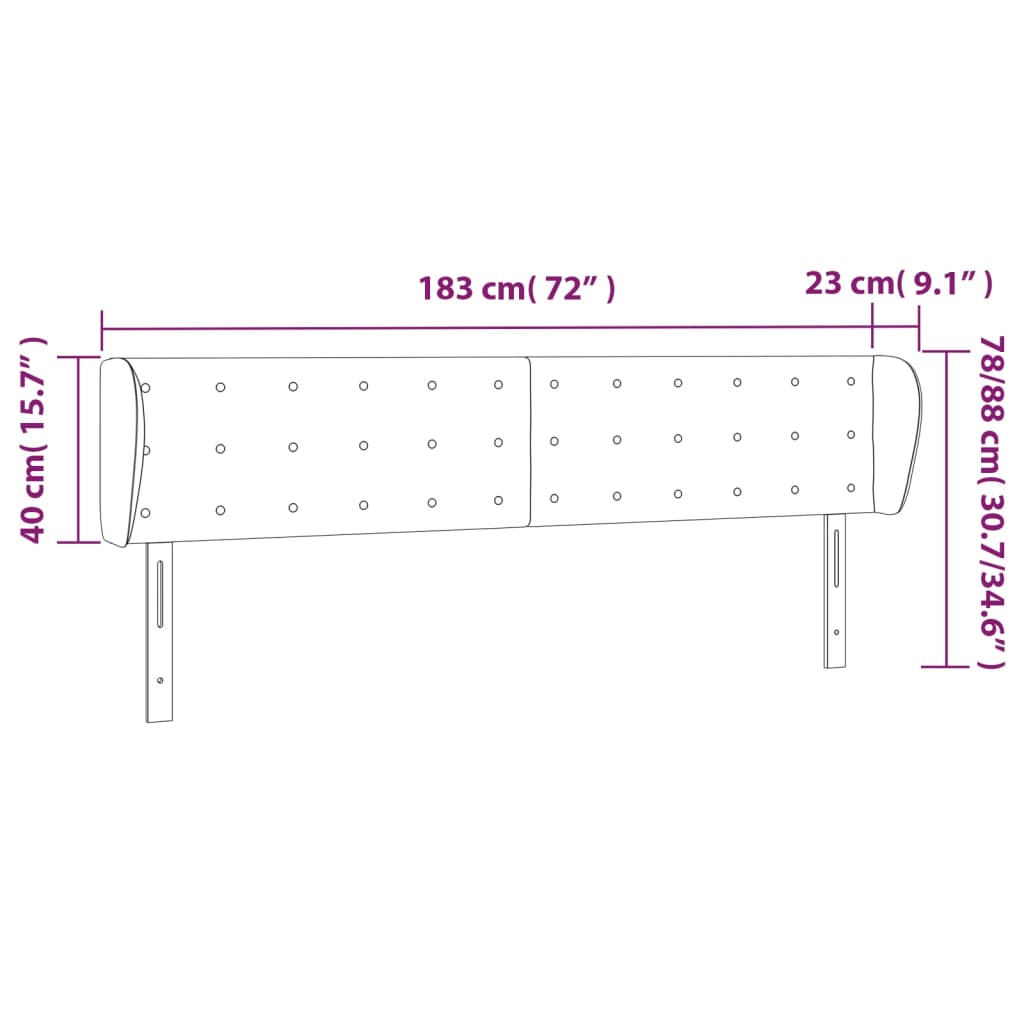 sengegavl med kanter 183x23x78/88 cm stof gråbrun