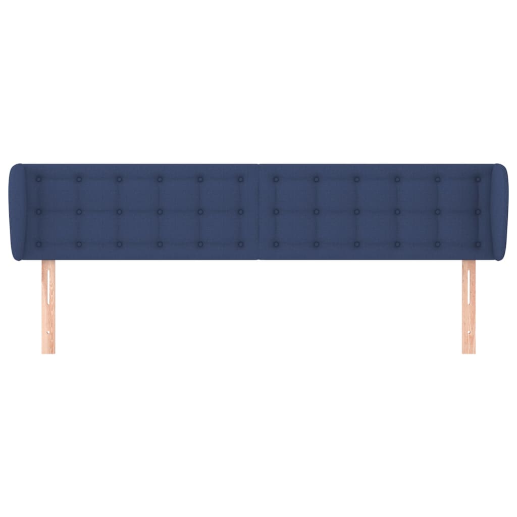sengegavl med kanter 183x23x78/88 cm stof blå
