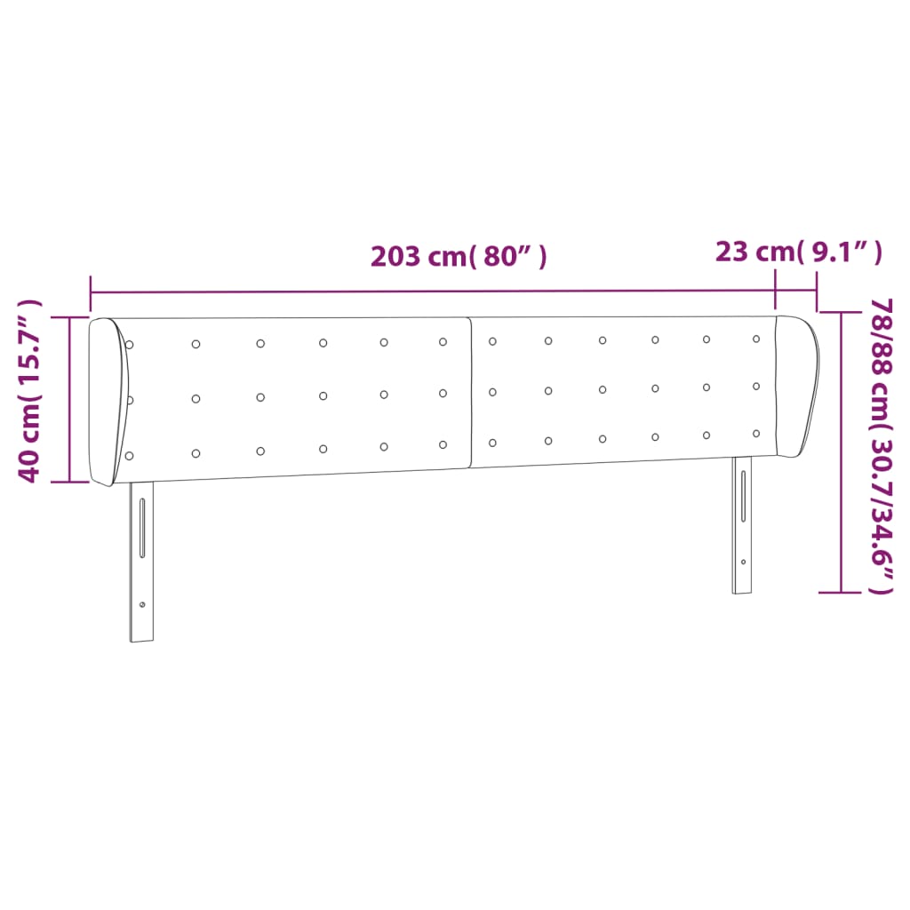 sengegavl med kanter 203x23x78/88 cm stof gråbrun