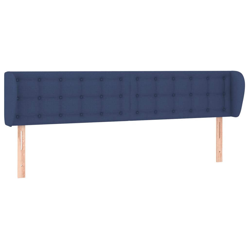 sengegavl med kanter 203x23x78/88 cm stof blå