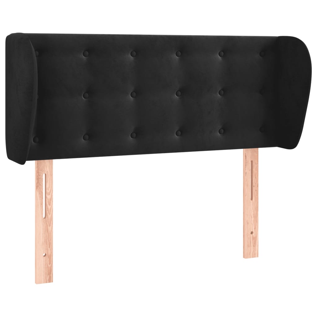sengegavl med kanter 103x23x78/88 cm fløjl sort