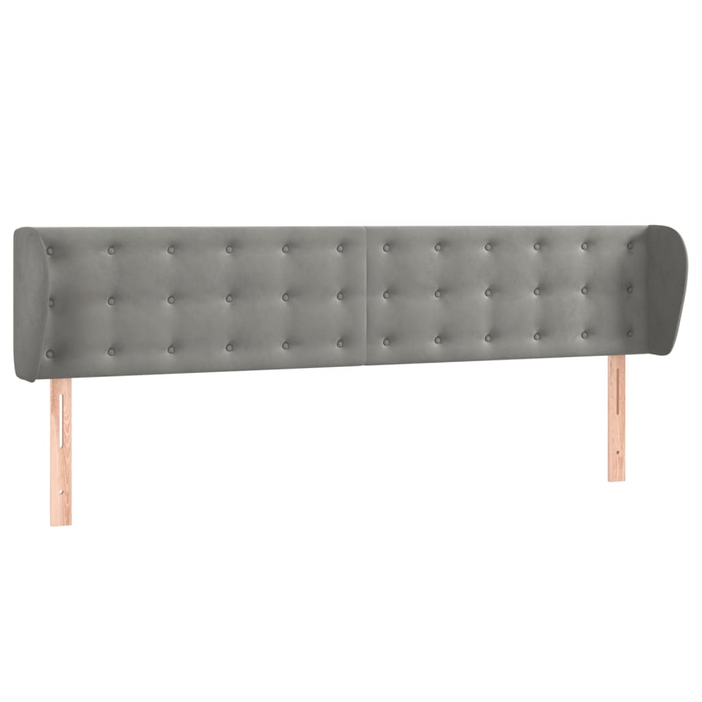 sengegavl med kanter 163x23x78/88cm fløjl lysegrå
