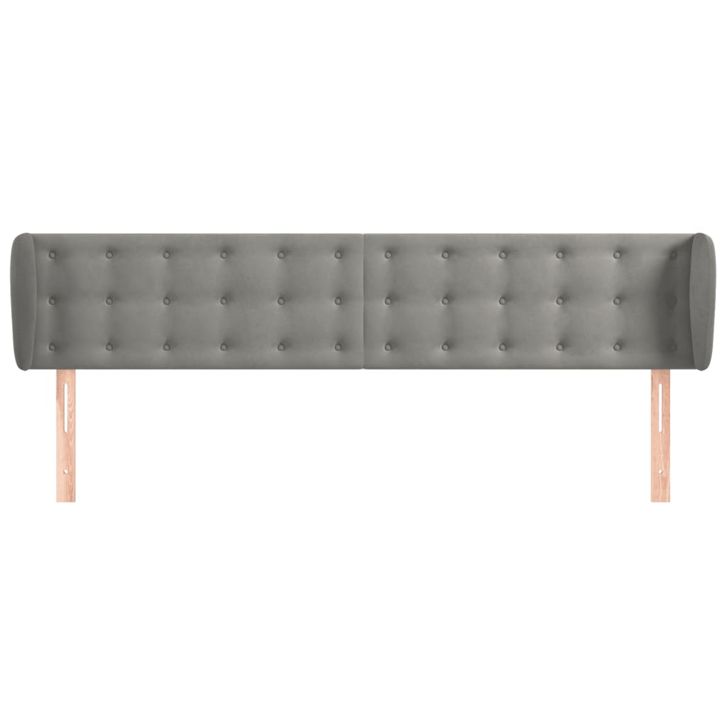 sengegavl med kanter 183x23x78/88cm fløjl lysegrå