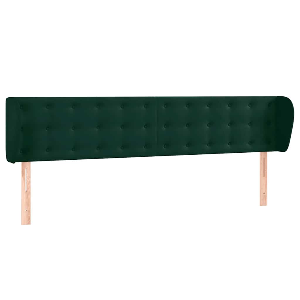 sengegavl med kanter 183x23x78/88 cm fløjl mørkegrøn